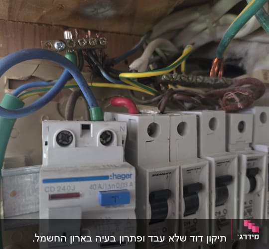 לוח חשמל עם חוטים ומפסקים